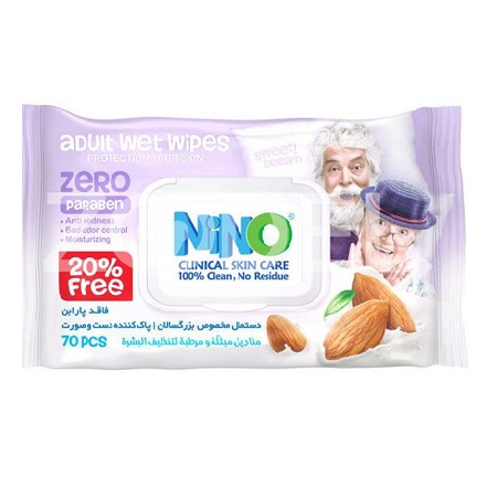 دستمال مرطوب دست و صورت بزرگسالان درب دار نینو